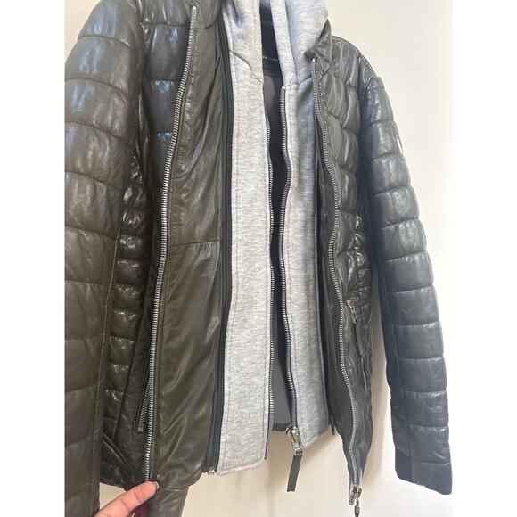 Mauritius Robin Brown Lambs Leather Jacket Zip Out Sweatshirt Hood Size 8 - Picture 4 of 8